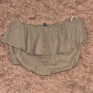 Aerie khaki ruffled tube top